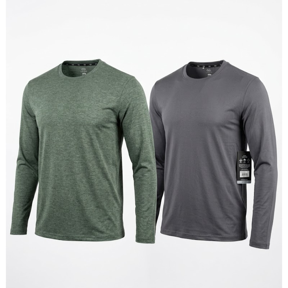 LEG3ND Inspire Men's Long Sleeve Active Shirts 2-Pack Gray Size L NWT